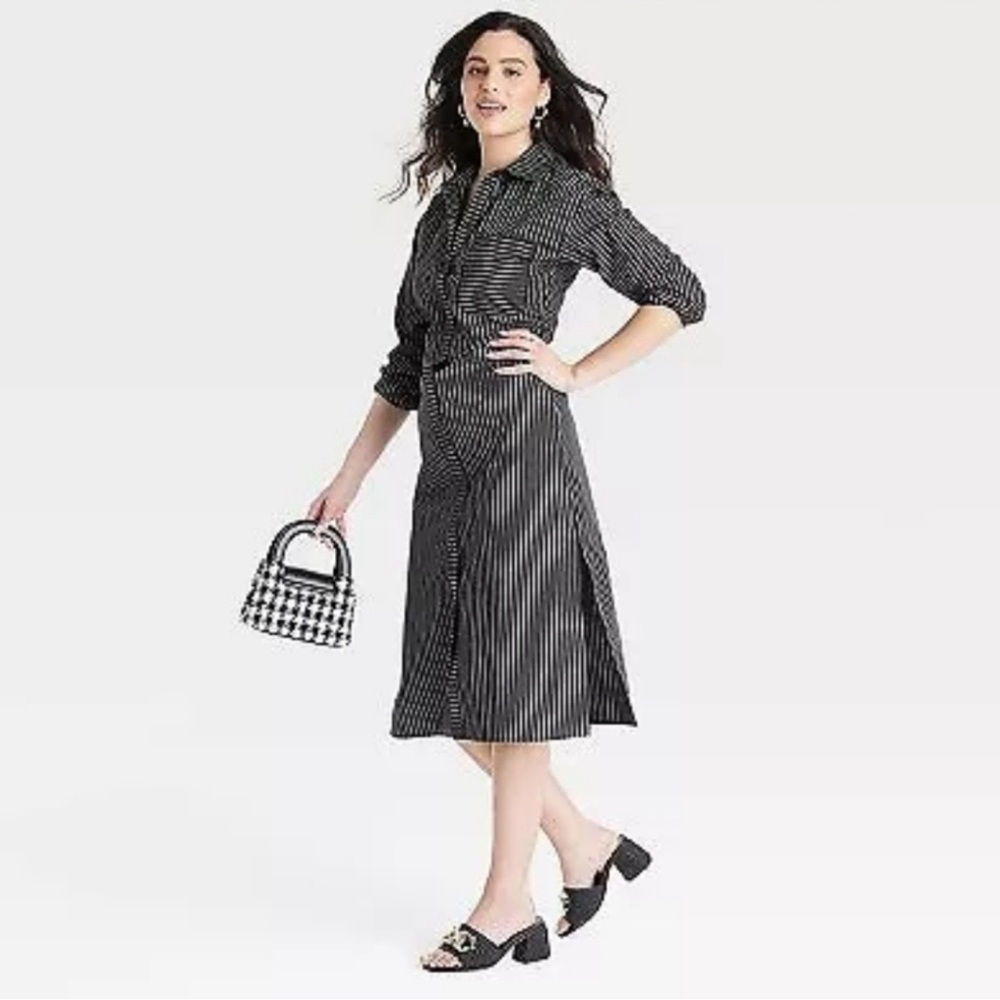 A New Day Size M Striped Black Dress